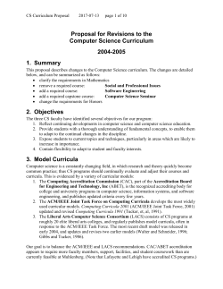 Proposal for Revisions to the