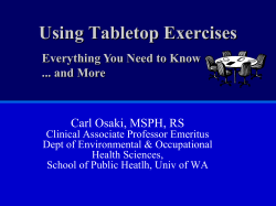 Using Tabletop Exercises - Montana Public Health Association