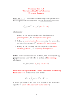 The interacting Green`s function Feynman diagrams From Sec. 1.2.1