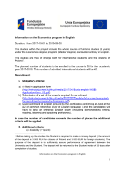 Information on the Economics program in English Duration: from
