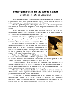 Beauregard Parish has the Second Highest Graduation Rate in