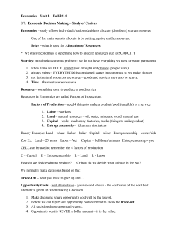 2014 Fall Unit 1 Econ Notes