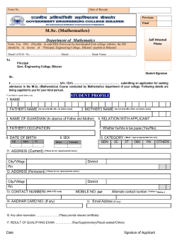 Admission Form M.Sc.(Maths)