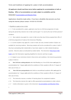 Accommodation Application Terms and Conditions