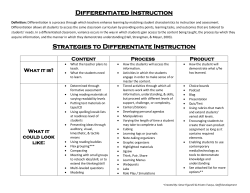 Strategies to Differentiate Instruction Content Process Product What