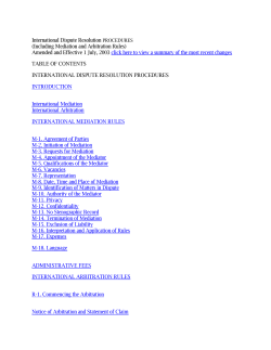 International Dispute Resolution PROCEDURES (Including