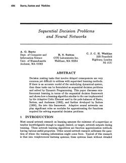 Sequential Decision Problems and Neural Networks