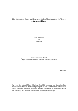 The Ultimatum Game and Expected Utility Maximization &ndash; In View of