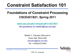 CSP 101, Overview: advanced solving techniques and