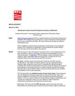 MEDIA ADVISORY March 31, 2014 RFS Shows Future
