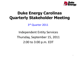 Duke Energy Carolinas Quarterly Stakeholder Meeting