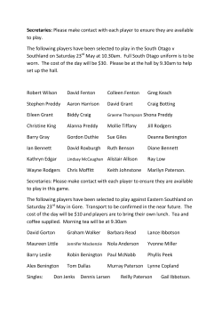 Secretaries: Please make contact with each player to ensure they