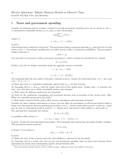 Infinite Horizon Models in Discrete Time 1 Taxes