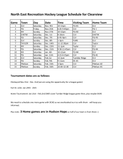 North East Recreation Hockey League Schedule for Clearview
