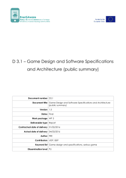 Game Design and Software Specifications and