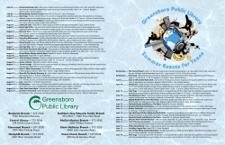 Greensboro Public Library Sum mer Events for Teens