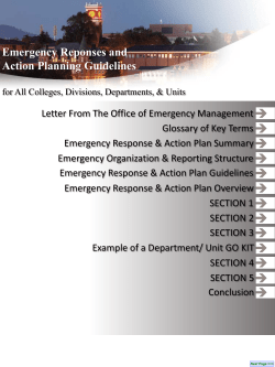 Emergency Reponses and Action Planning Guidelines