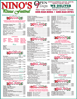 Pizza Hamburger Cold Subs Hot Subs Stromboli Steak Subs Italian