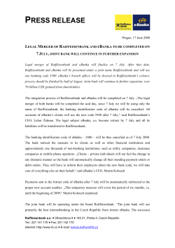 tiskov&aacute; zpr&aacute;va ~ press release