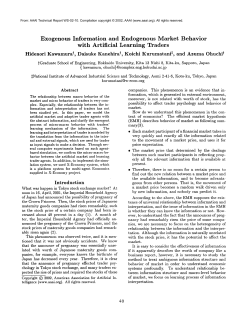 Exogenous Information and Endogenous Market Behavior with