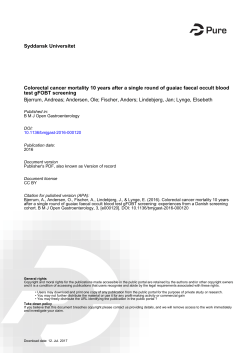 Syddansk Universitet Colorectal cancer mortality 10 years after a