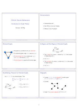 CS311H: Discrete Mathematics Introduction to Graph Theory