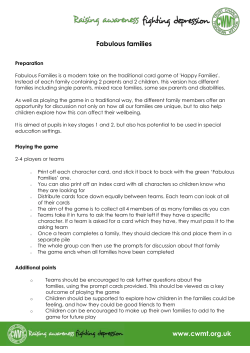 the Fabulous Families instruction sheet