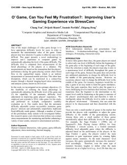 O` Game, Can You Feel My Frustration?: Improving User`s Gaming