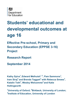 Students` educational and developmental outcomes at age 16