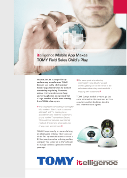 itelligence Mobile App Makes TOMY Field Sales Child`s Play