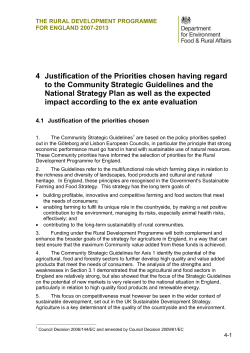4 Justification of the Priorities chosen having regard to the