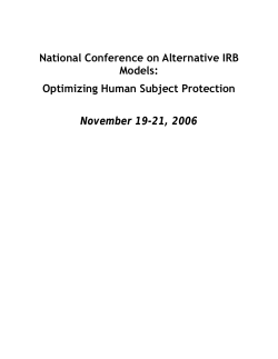 National Conference on Alternative IRB Models: Optimizing