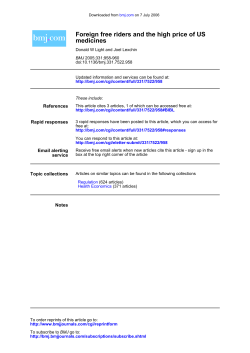 medicines Foreign free riders and the high price of