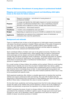 Terms of Reference with Guidance notes