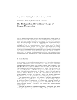 The Biological and Evolutionary Logic of Human Cooperation