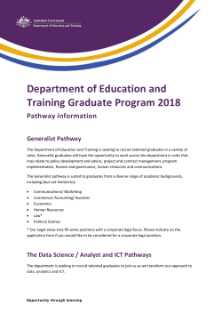 Department of Education and Training Graduate Program 2018