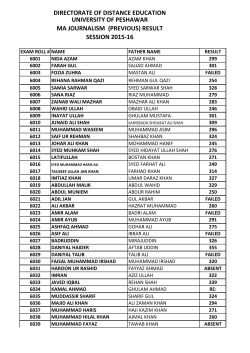(previous) result - University of Peshawar