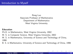 Edge Coloring of Graphs - WVU Math Department