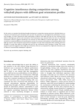 Cognitive interference during competition among volleyball players