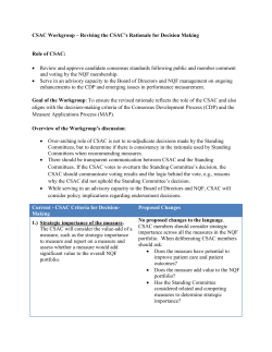 CSAC Criteria for Decision-Making