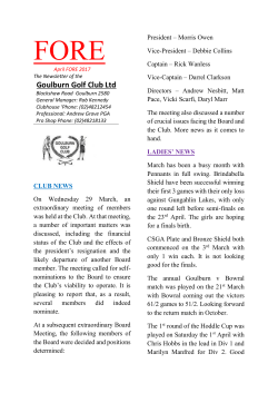 April 2017 edition - Goulburn Golf Club
