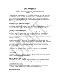 Town of Seven Devils Planning Board Minutes Regularly Scheduled