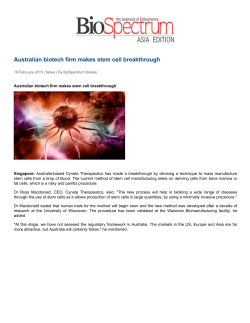 Australian biotech firm makes stem cell