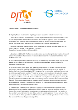 Tournament Conditions of Competition