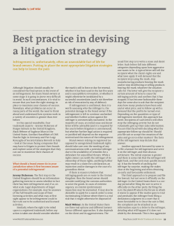 Best practice in devising a litigation strategy