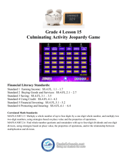 Grade 4 Lesson 15 Culminating Activity Jeopardy Game
