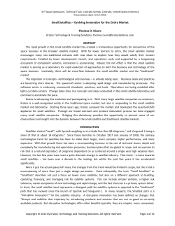 Evolving Innovation for the Entire Market Thomas D. Rivers