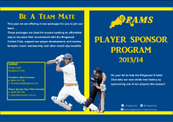 player sponsor program - Ringwood Cricket Club