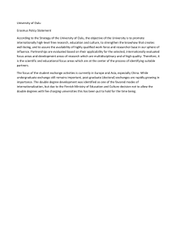 University of Oulu Erasmus Policy Statement According to the