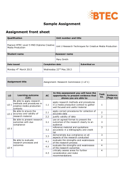 Creative Media Production Sample Assignment